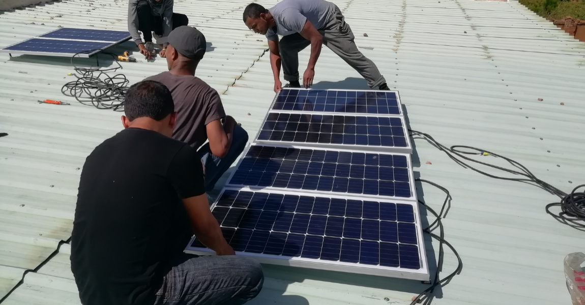 Solar panels installation in a school in Madagascar