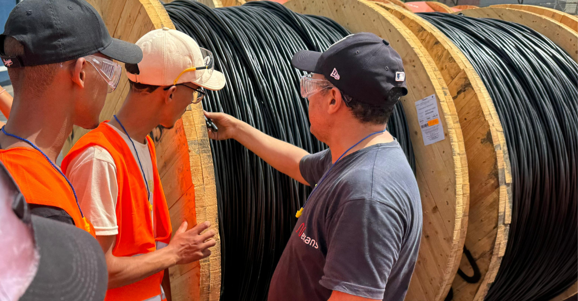 Nexans Morocco employee explaining the cable manufacturing process