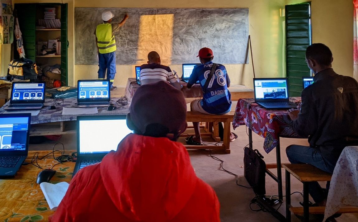 Teachers from remote high schools in Madagascar training in solar-powered equipment maintenance